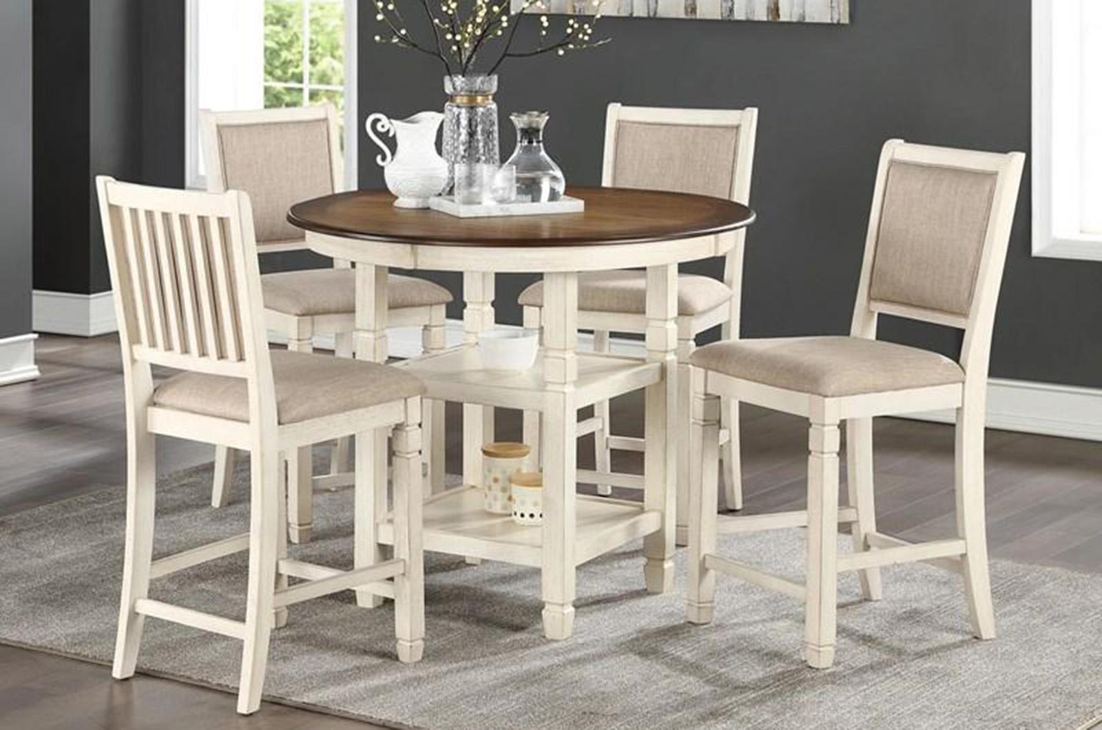 New Classic Furniture Prairie Point Round Counter Height Table in White - Ideal Furniture (Fresno,CA)