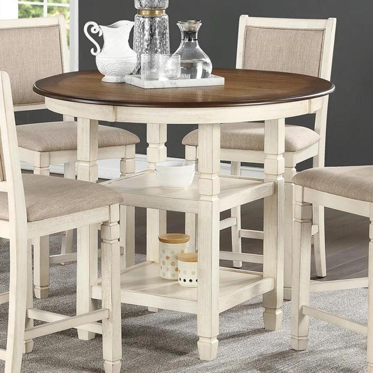 New Classic Furniture Prairie Point Round Counter Height Table in White - Ideal Furniture (Fresno,CA)