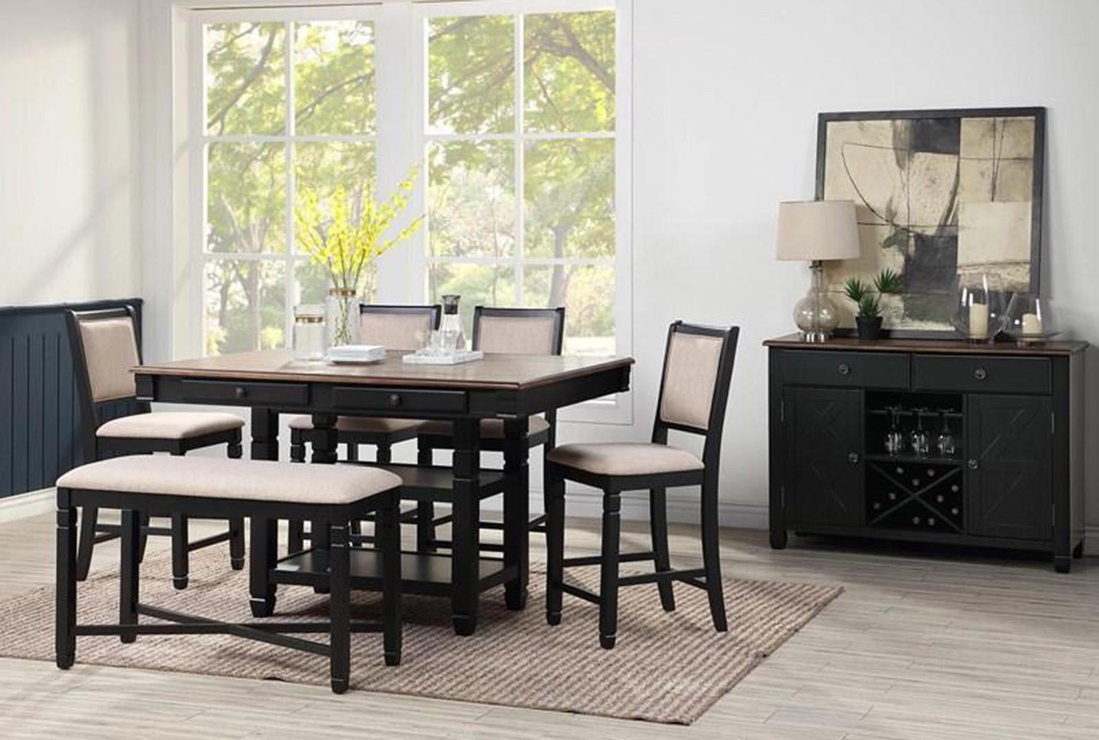 New Classic Furniture Prairie Point Counter Height Backless Bench in Black - Ideal Furniture (Fresno,CA)