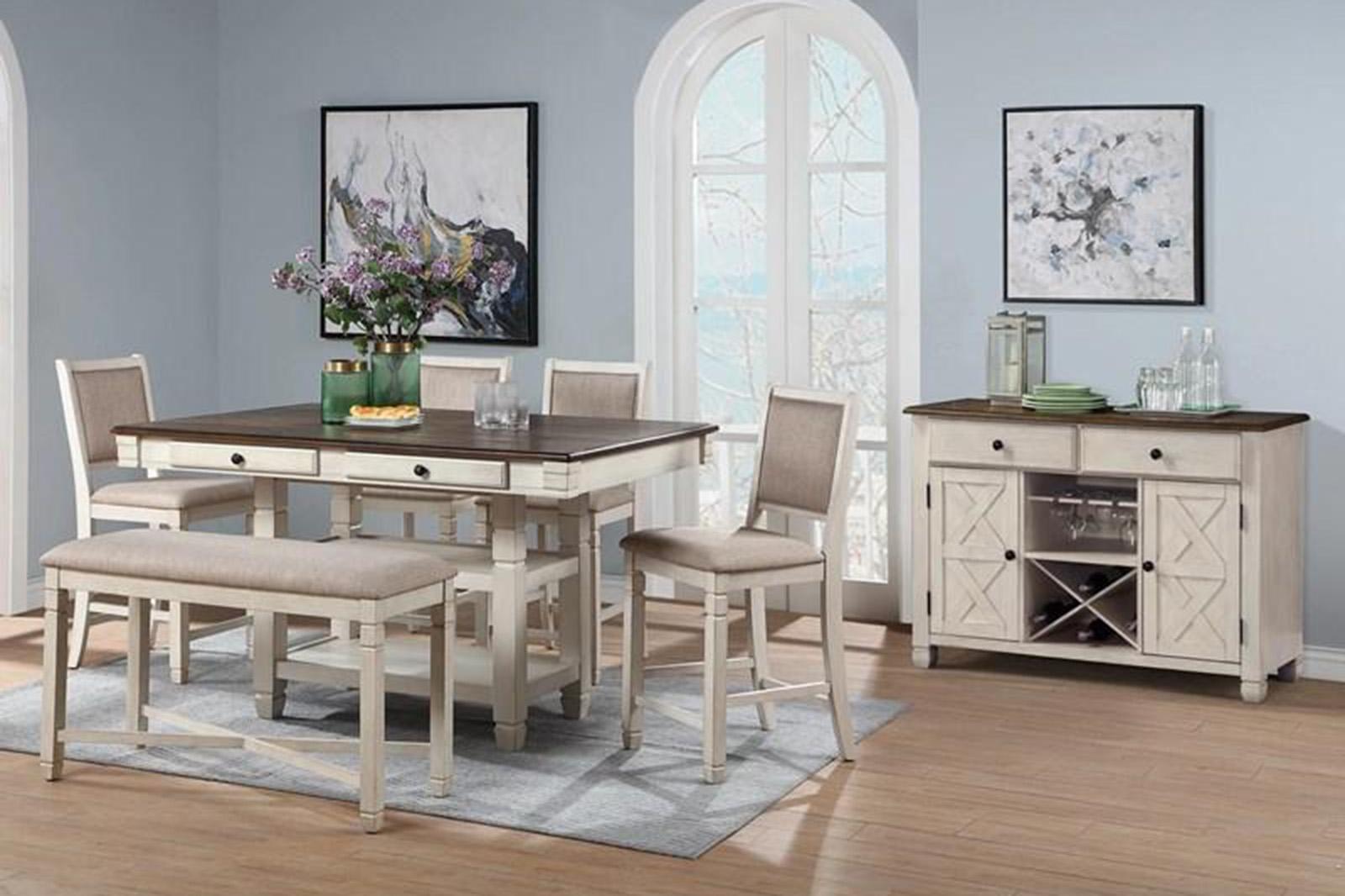 New Classic Furniture Prairie Point Rectangular Counter Height Table in White - Ideal Furniture (Fresno,CA)