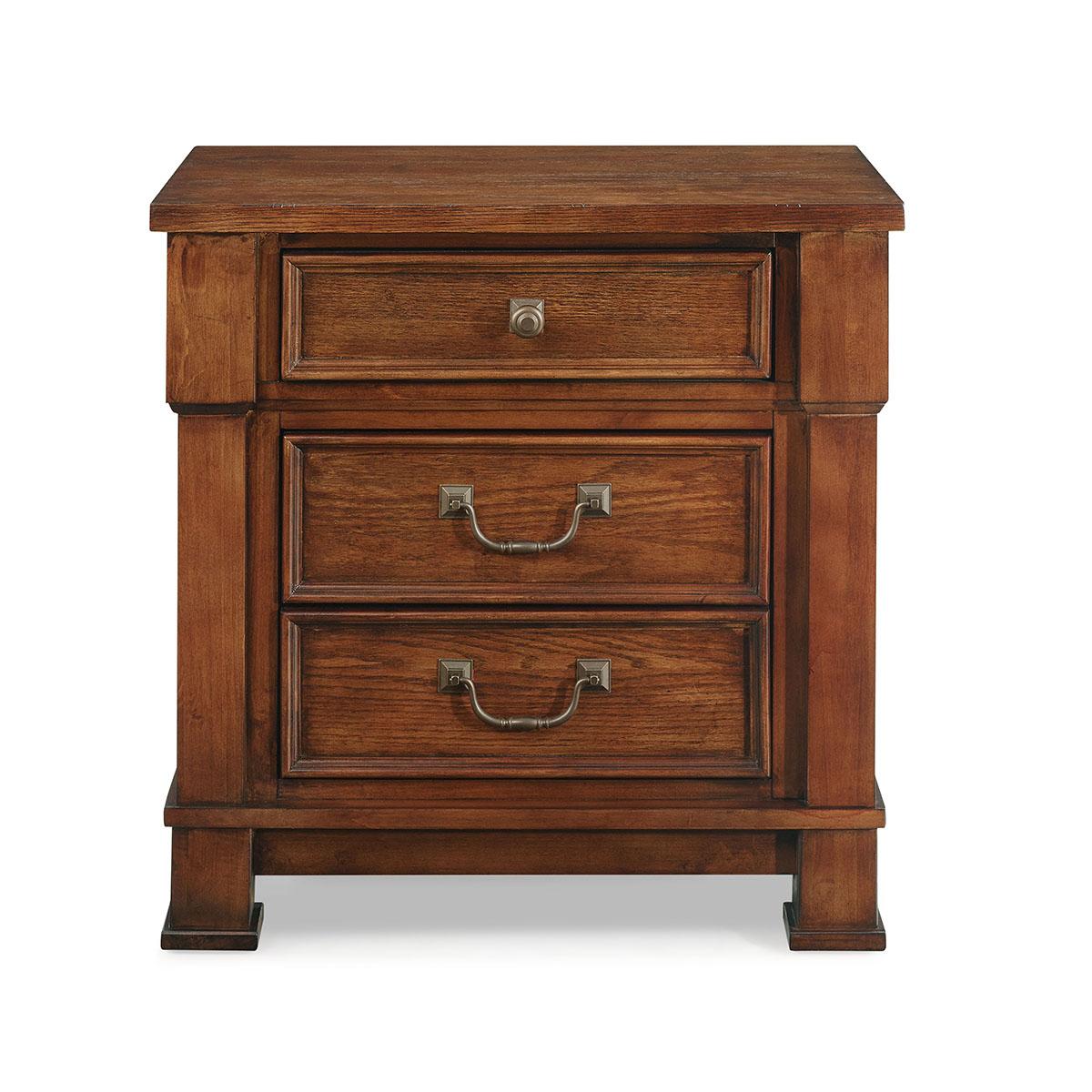New Classic Furniture Providence 3 Drawer Nightstand in Dark Oak - Ideal Furniture (Fresno,CA)