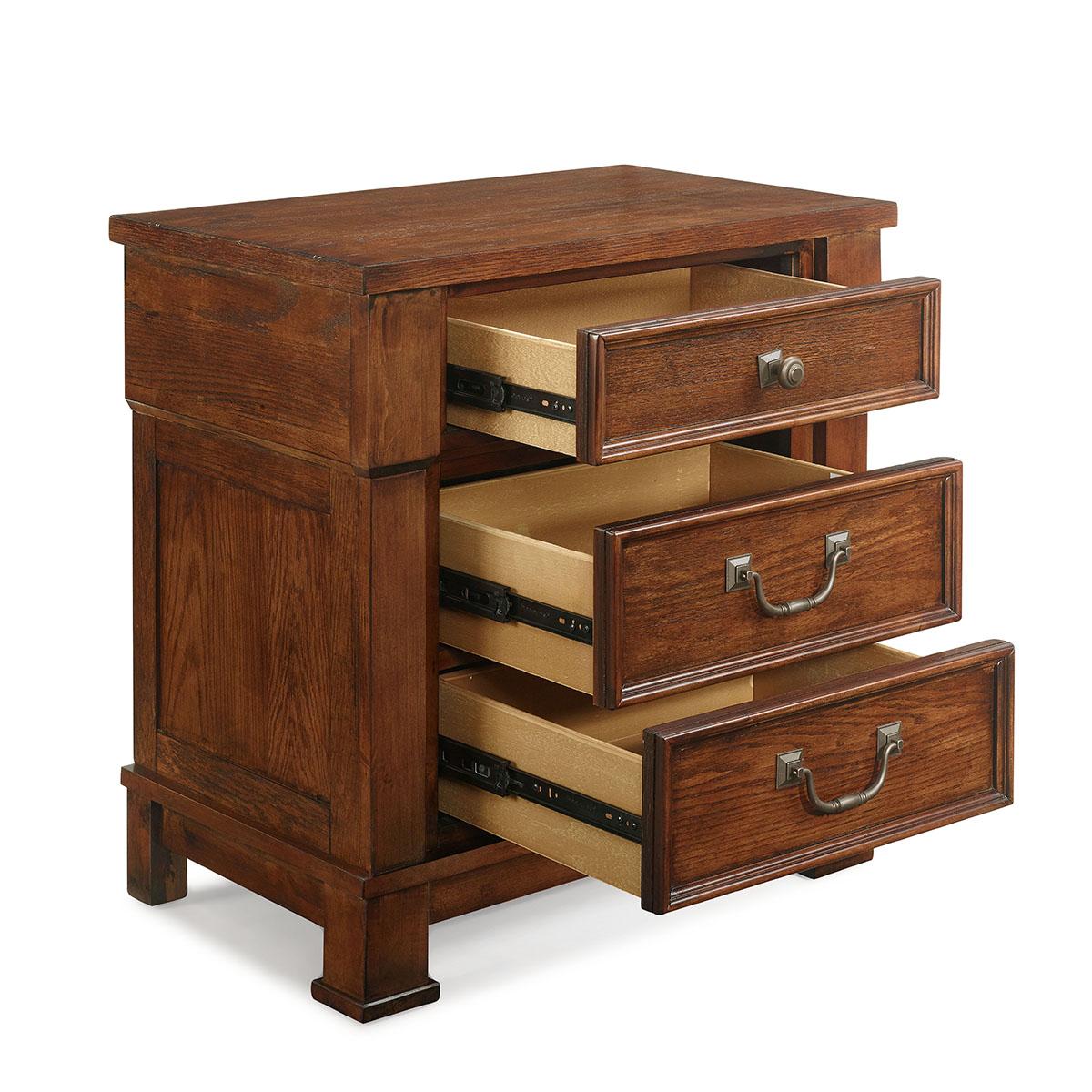 New Classic Furniture Providence 3 Drawer Nightstand in Dark Oak - Ideal Furniture (Fresno,CA)