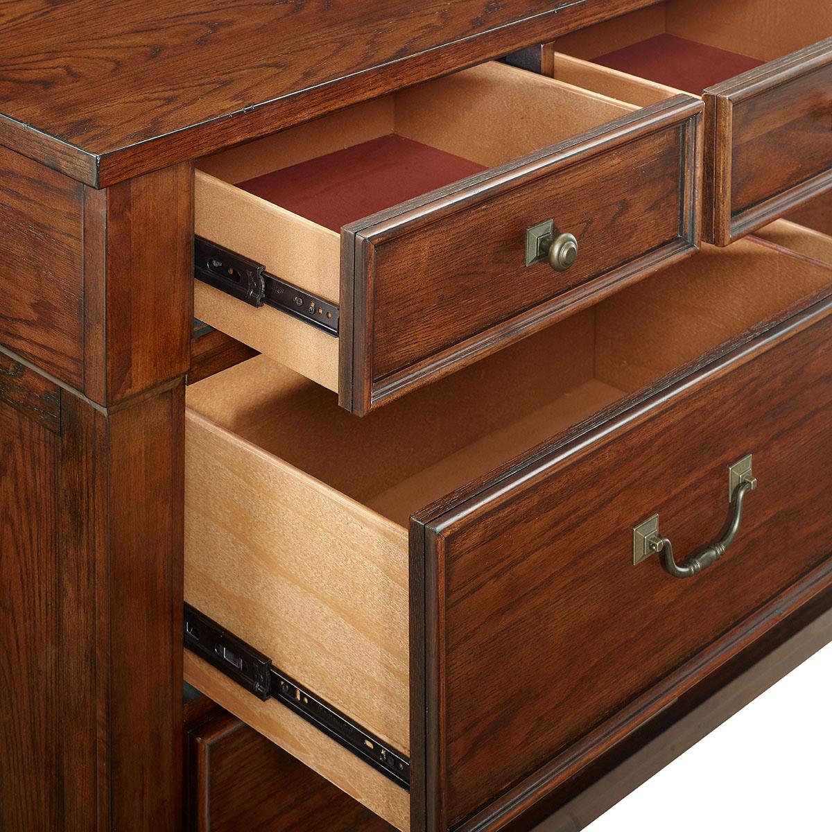 New Classic Furniture Providence 7 Drawer Dresser in Dark Oak - Ideal Furniture (Fresno,CA)