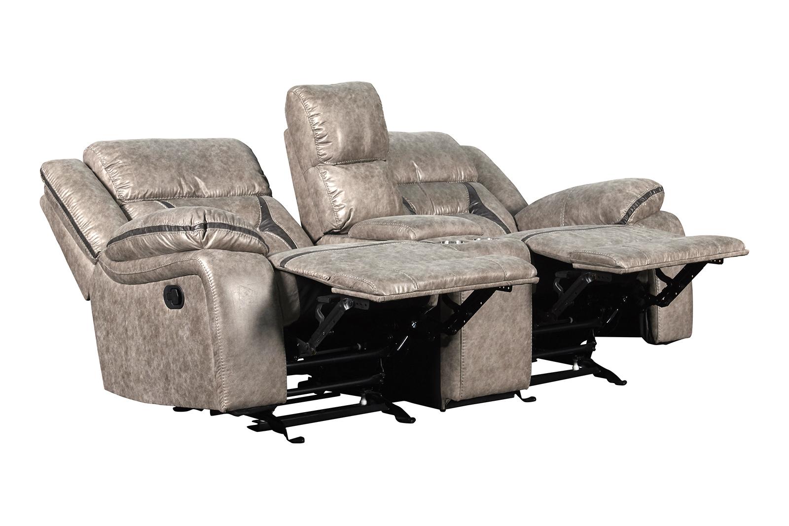 New Classic Furniture Roswell Dual Recliner Console Loveseat in Pewter - Ideal Furniture (Fresno,CA)