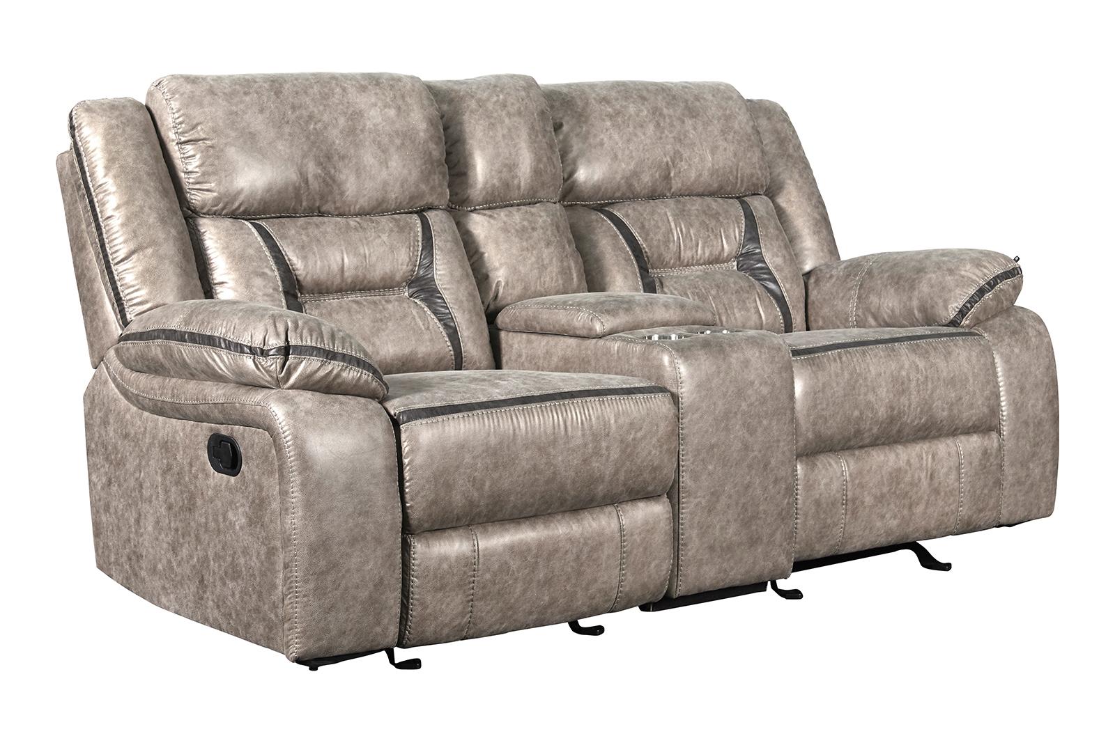 New Classic Furniture Roswell Dual Recliner Console Loveseat in Pewter - Ideal Furniture (Fresno,CA)
