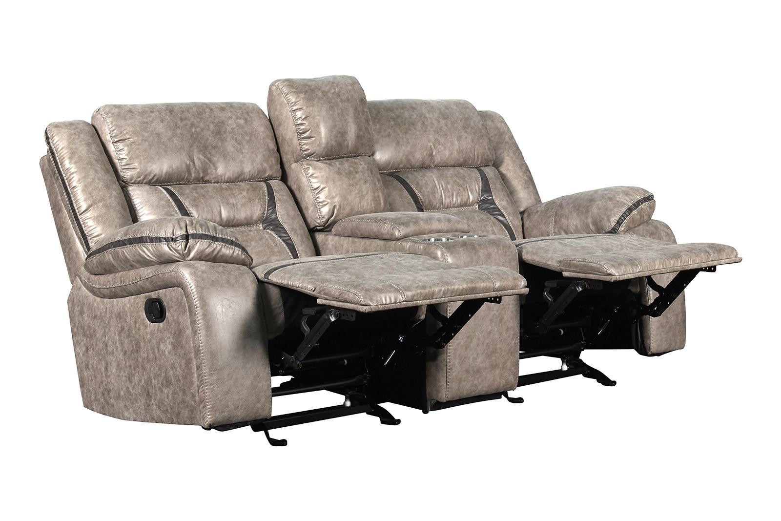 New Classic Furniture Roswell Dual Recliner Console Loveseat in Pewter - Ideal Furniture (Fresno,CA)