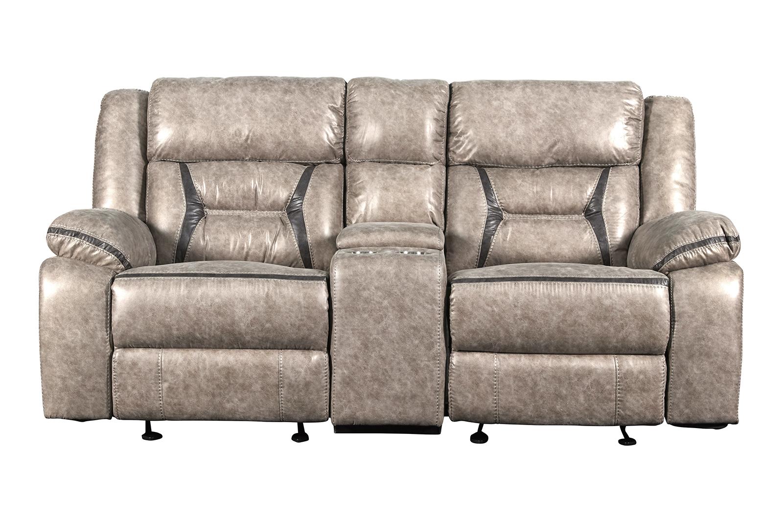 New Classic Furniture Roswell Dual Recliner Console Loveseat in Pewter - Ideal Furniture (Fresno,CA)