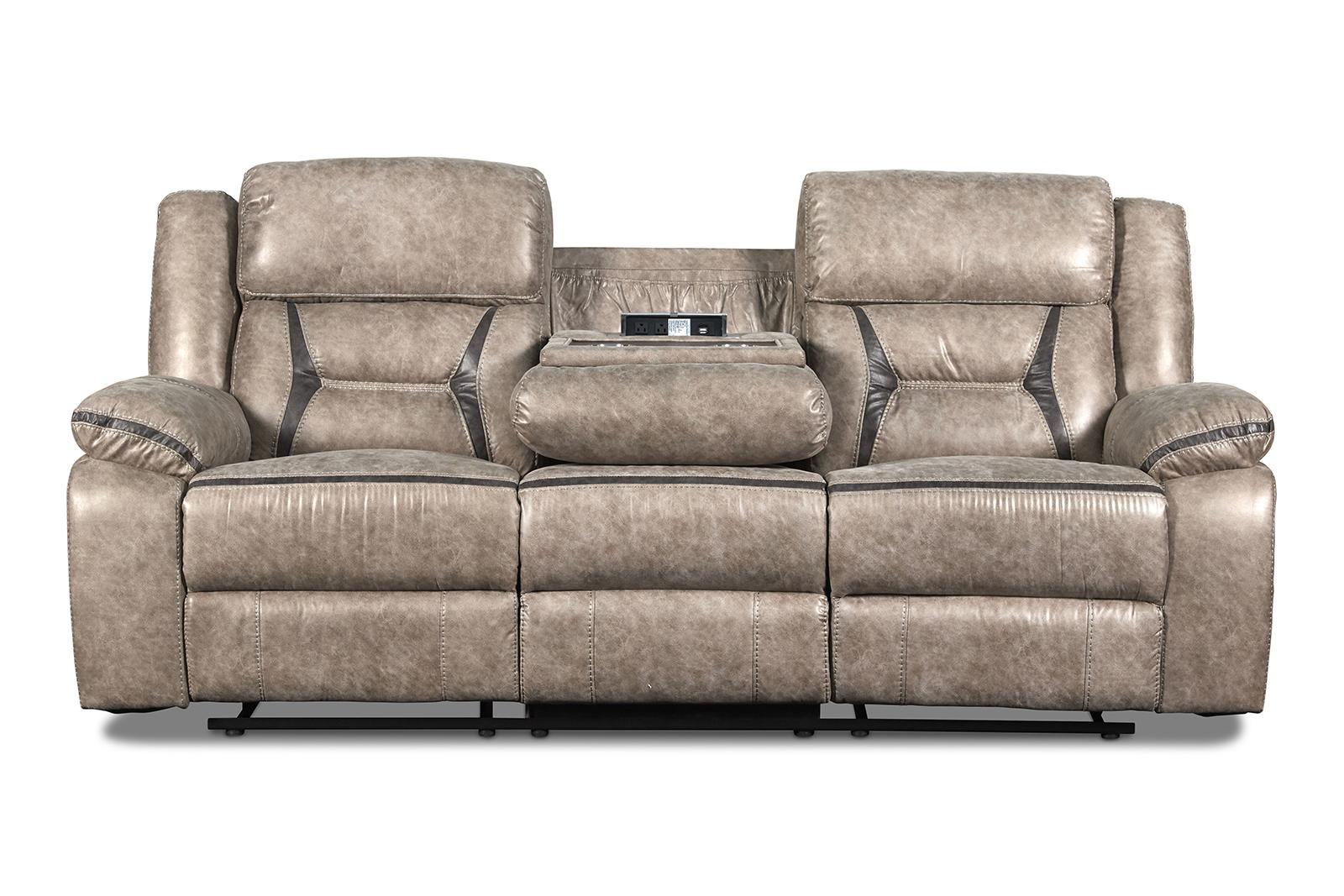 New Classic Furniture Roswell Dual Recliner Sofa in Pewter - Ideal Furniture (Fresno,CA)