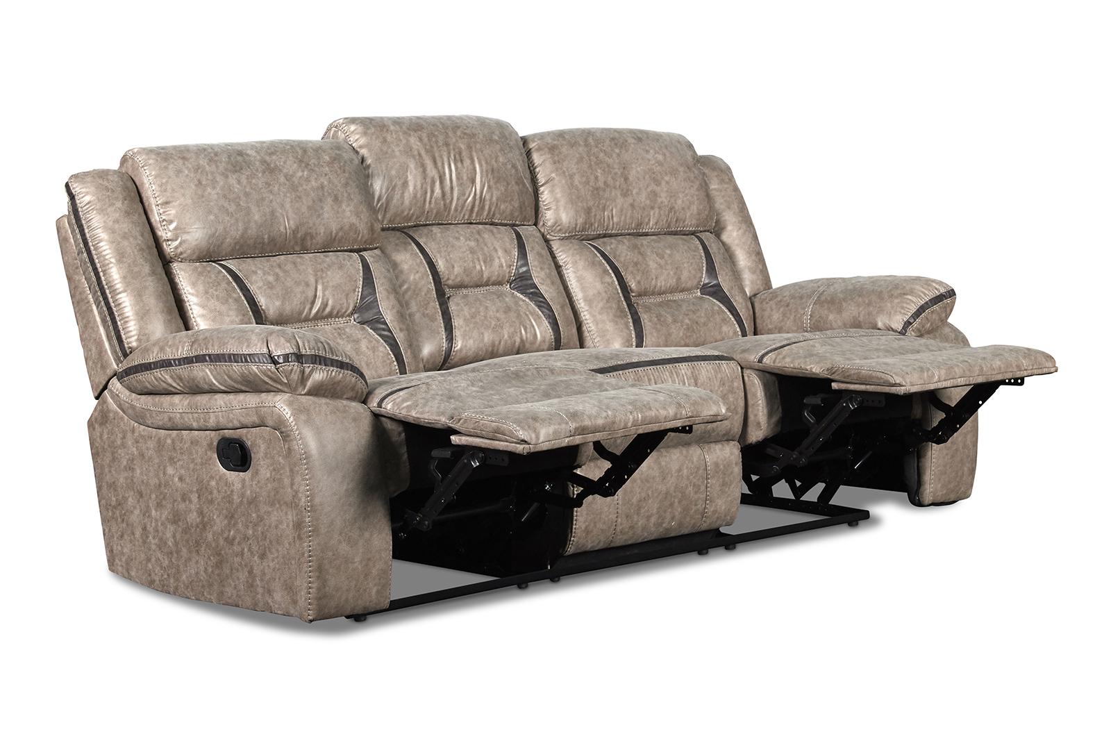 New Classic Furniture Roswell Dual Recliner Sofa in Pewter - Ideal Furniture (Fresno,CA)