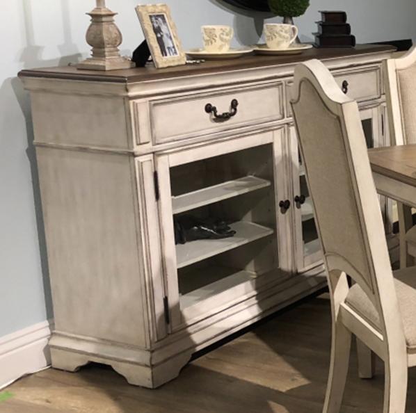 New Classic Furniture Anastasia Server in Antique Bisque - Ideal Furniture (Fresno,CA)