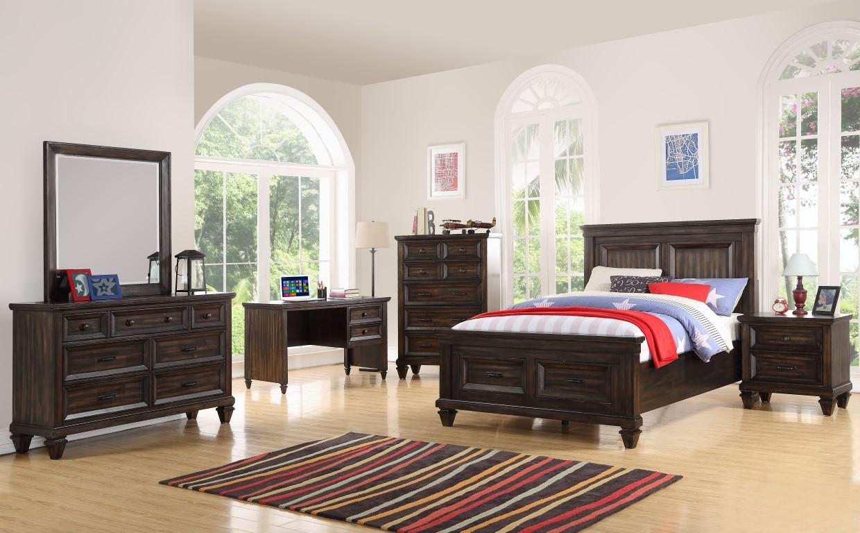 New Classic Furniture Sevilla Youth Full Panel Storage Bed in Walnut - Ideal Furniture (Fresno,CA)