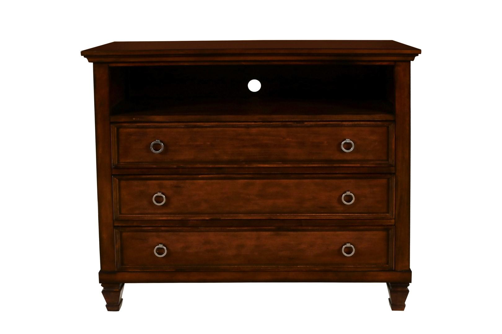 New Classic Furniture Tamarack Media Chest in Brown Cherry - Ideal Furniture (Fresno,CA)