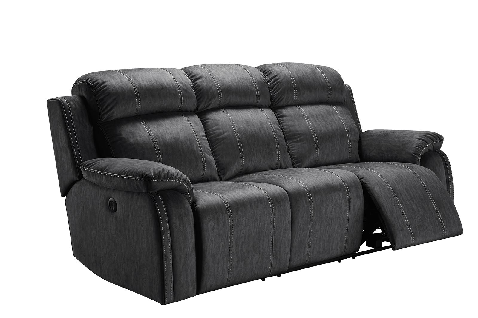 New Classic Furniture Tango Dual Recliner Sofa with Power Footrest in Shadow - Ideal Furniture (Fresno,CA)