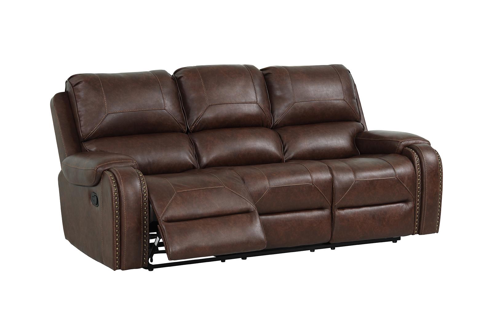 New Classic Furniture Taos Dual Recliner Sofa in Caramel - Ideal Furniture (Fresno,CA)