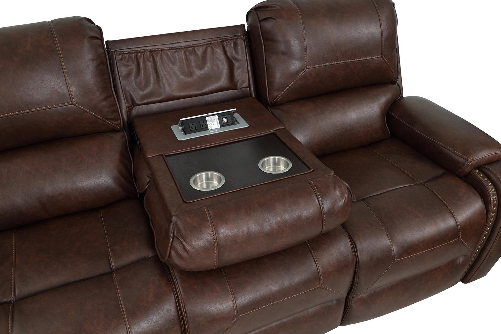 New Classic Furniture Taos Dual Recliner Sofa in Caramel - Ideal Furniture (Fresno,CA)