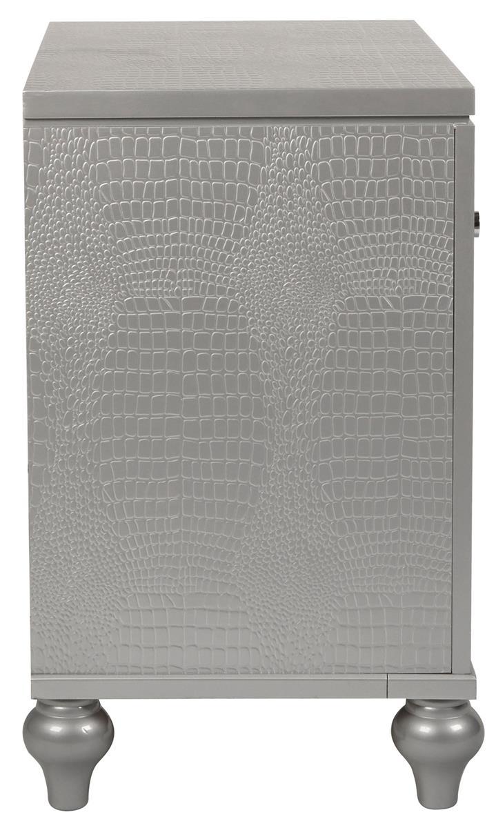 New Classic Furniture Valentino 3 Drawer Nightstand in Silver - Ideal Furniture (Fresno,CA)