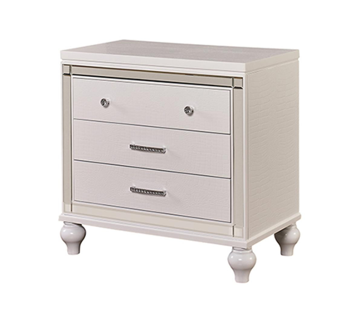 New Classic Furniture Valentino 3 Drawer Nightstand in White - Ideal Furniture (Fresno,CA)