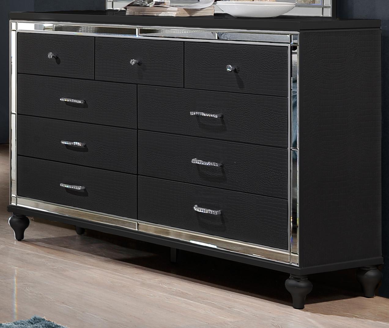 New Classic Furniture Valentino 9 Drawer Dresser in Black - Ideal Furniture (Fresno,CA)
