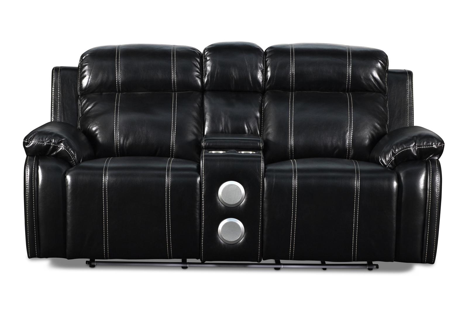 New Classic Fusion Console Loveseat with Power Foot Rest in Ebony - Ideal Furniture (Fresno,CA)