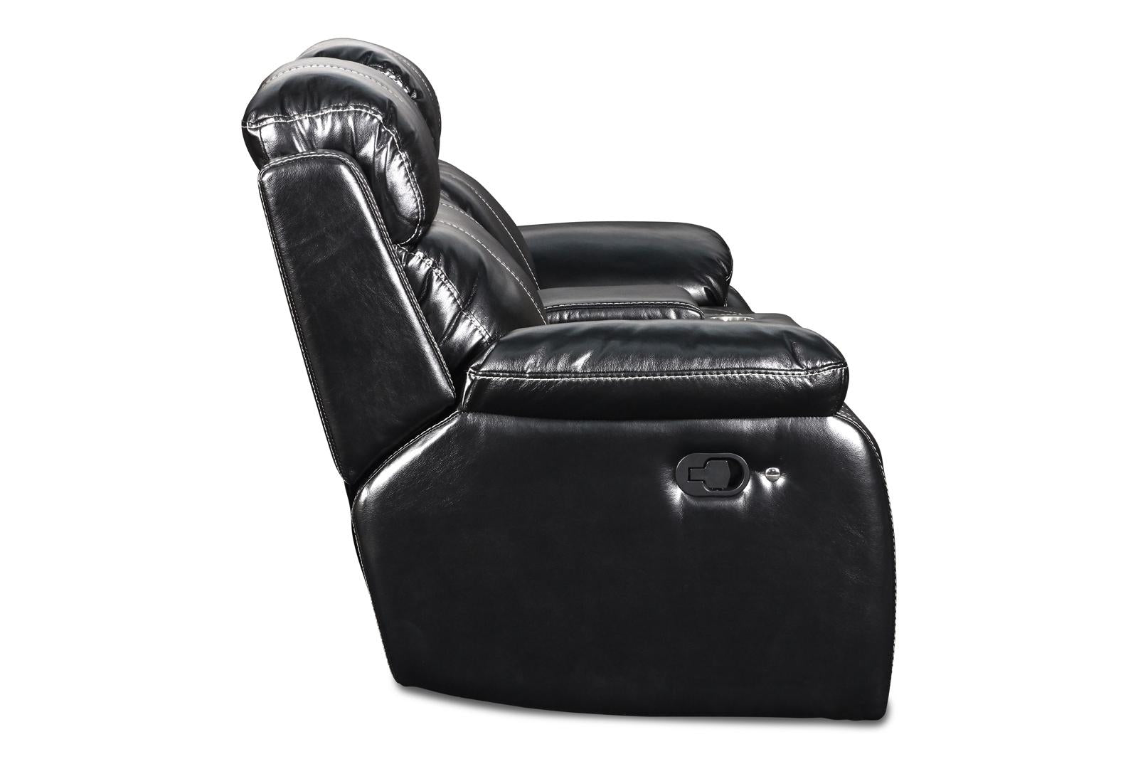 New Classic Fusion Console Loveseat with Power Foot Rest in Ebony - Ideal Furniture (Fresno,CA)