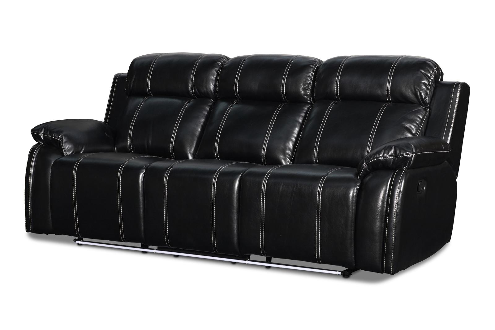 New Classic Fusion Dual Recliner Sofa with Power Foot Rest in Ebony - Ideal Furniture (Fresno,CA)