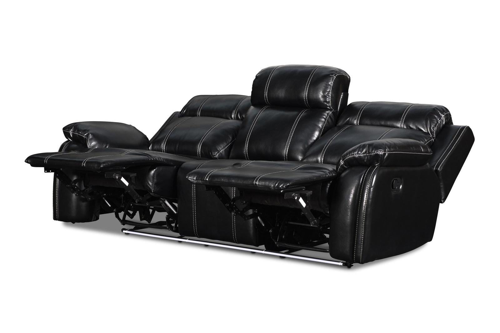 New Classic Fusion Dual Recliner Sofa in Black - Ideal Furniture (Fresno,CA)