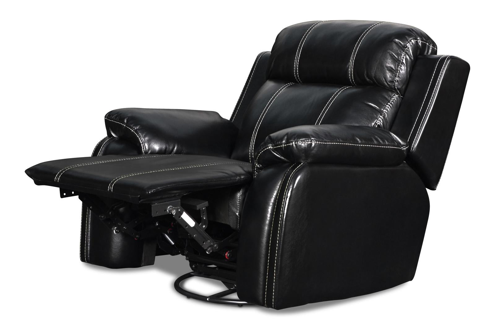 New Classic Fusion Swivel Glider Recliner with Power Foot Rest in Ebony - Ideal Furniture (Fresno,CA)