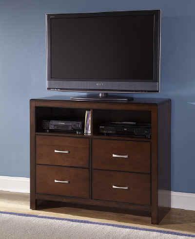 New Classic Kensington 4 Drawer Media Chest in Burnished Cherry - Ideal Furniture (Fresno,CA)