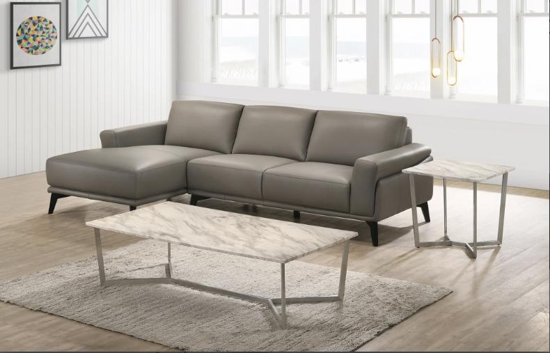 New Classic Lucca Sectional Sofa w/ RAF Loveseat in Slate Gray - Ideal Furniture (Fresno,CA)