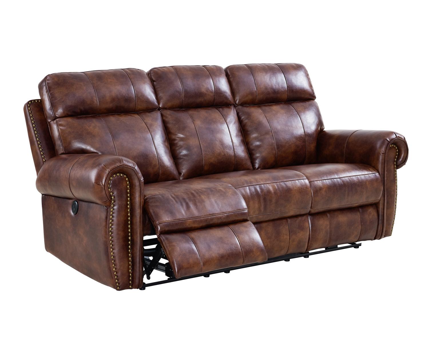 New Classic Roycroft Power Recliner Sofa in Pecan - Ideal Furniture (Fresno,CA)