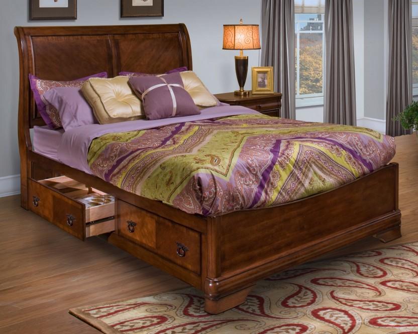 New Classic Sheridan Eastern King Storage Bed in Burnished Cherry - Ideal Furniture (Fresno,CA)