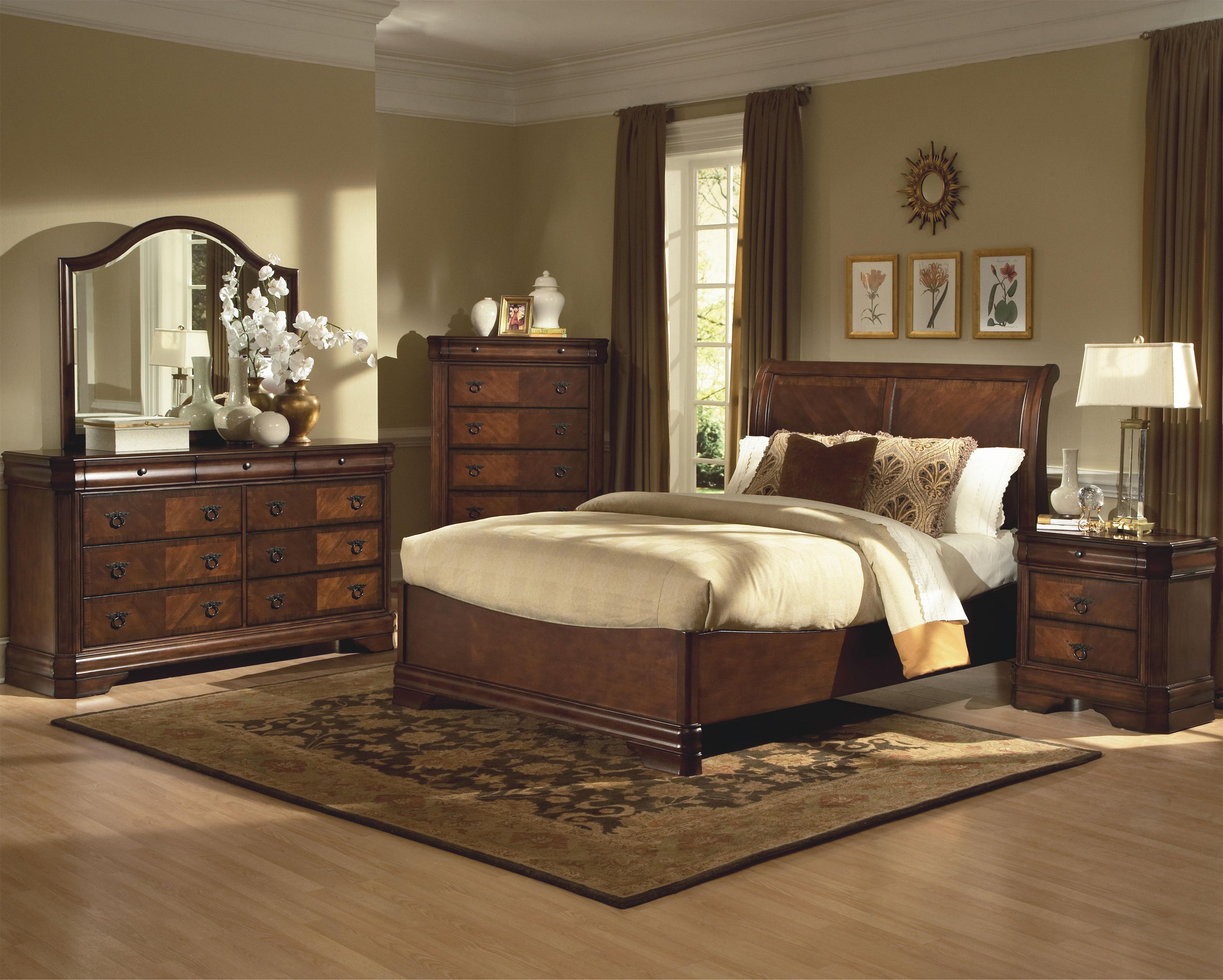 New Classic Sheridan Queen Sleigh Bed in Burnished Cherry - Ideal Furniture (Fresno,CA)