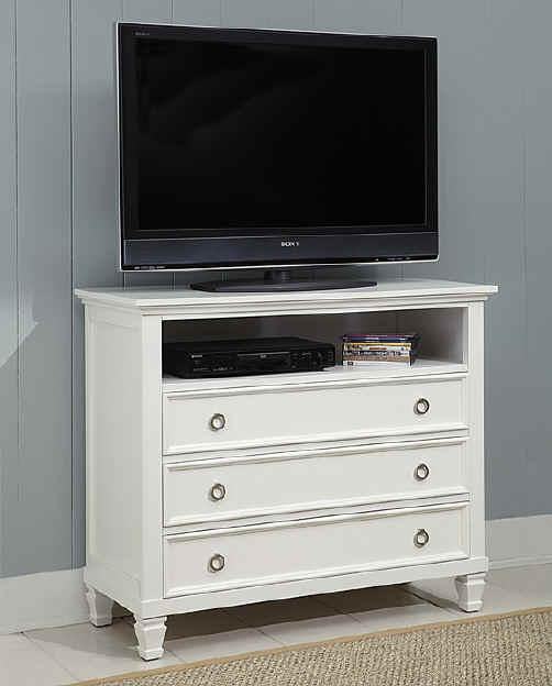 New Classic Tamarack 3-Drawer Media Chest in White - Ideal Furniture (Fresno,CA)