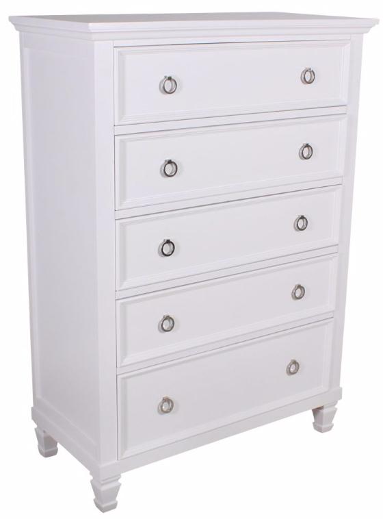 New Classic Tamarack 5-Drawer Chest in White - Ideal Furniture (Fresno,CA)