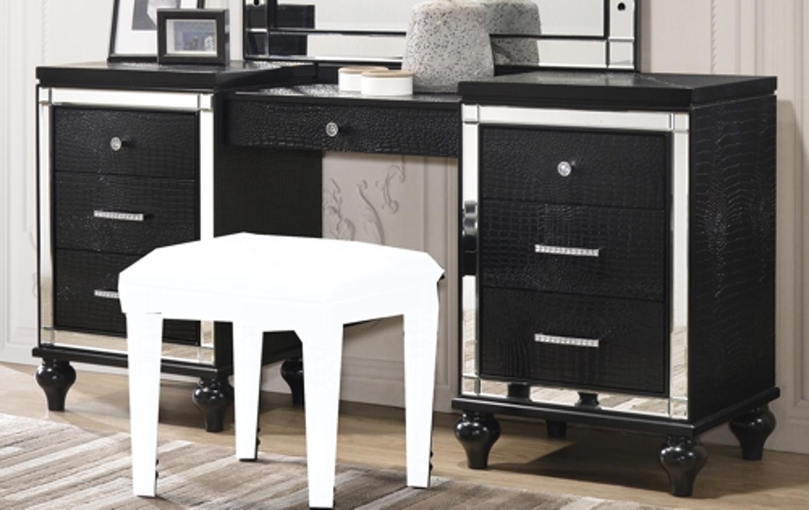 New Classic Valentino Vanity Table in Black - Ideal Furniture (Fresno,CA)