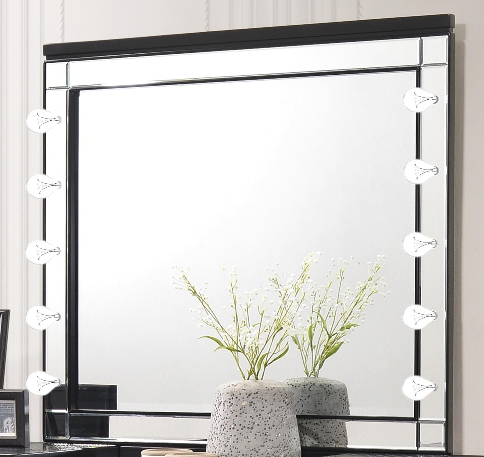 New Classic Valentino Vanity Table Mirror in Black - Ideal Furniture (Fresno,CA)