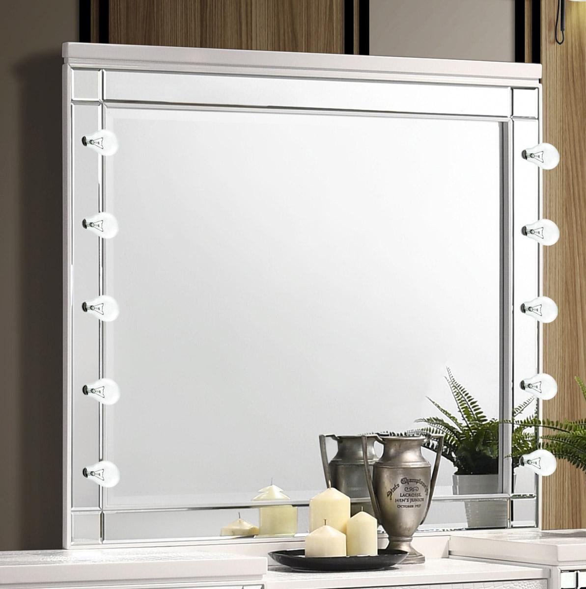 New Classic Valentino Vanity Table Mirror in White - Ideal Furniture (Fresno,CA)
