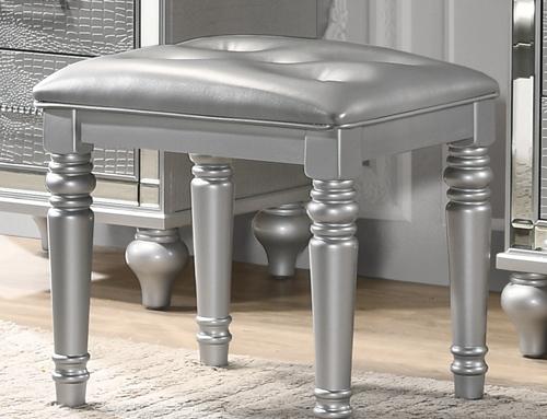 New Classic Valentino Vanity Table Stool in Silver - Ideal Furniture (Fresno,CA)