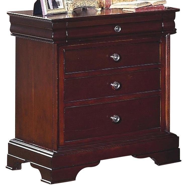 New Classic Versaille 4 Drawer Night Stand in Bordeaux - Ideal Furniture (Fresno,CA)