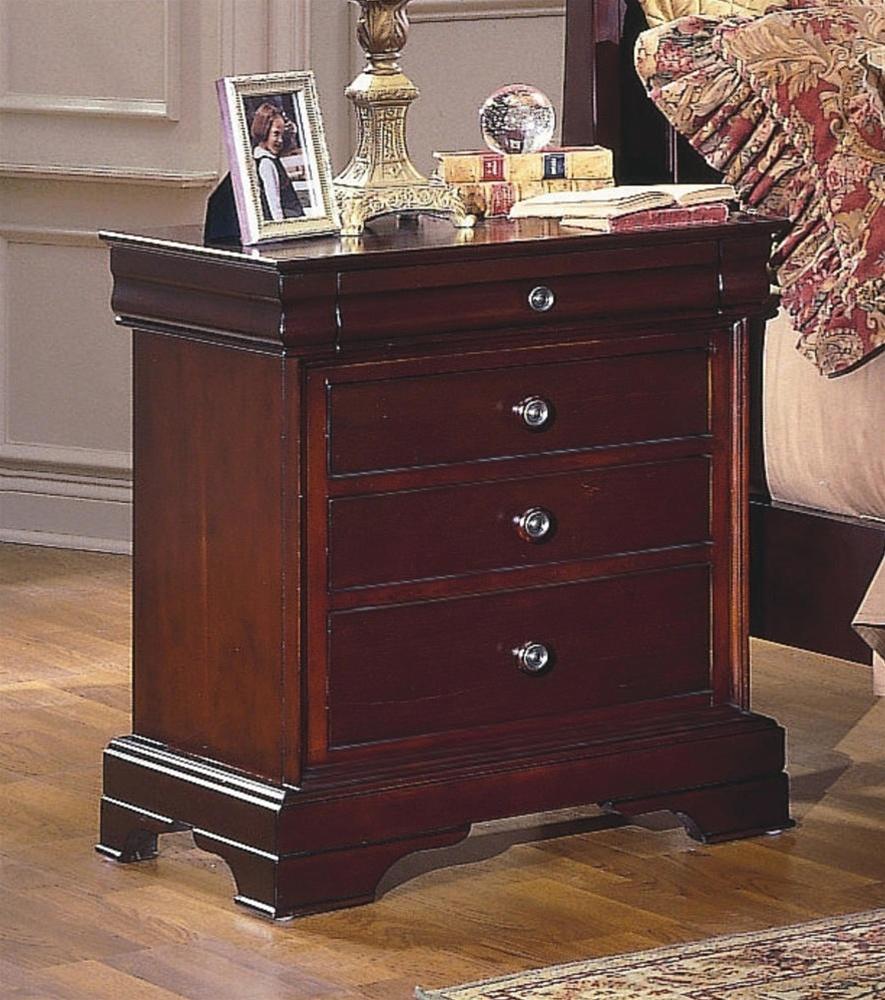 New Classic Versaille 4 Drawer Night Stand in Bordeaux - Ideal Furniture (Fresno,CA)