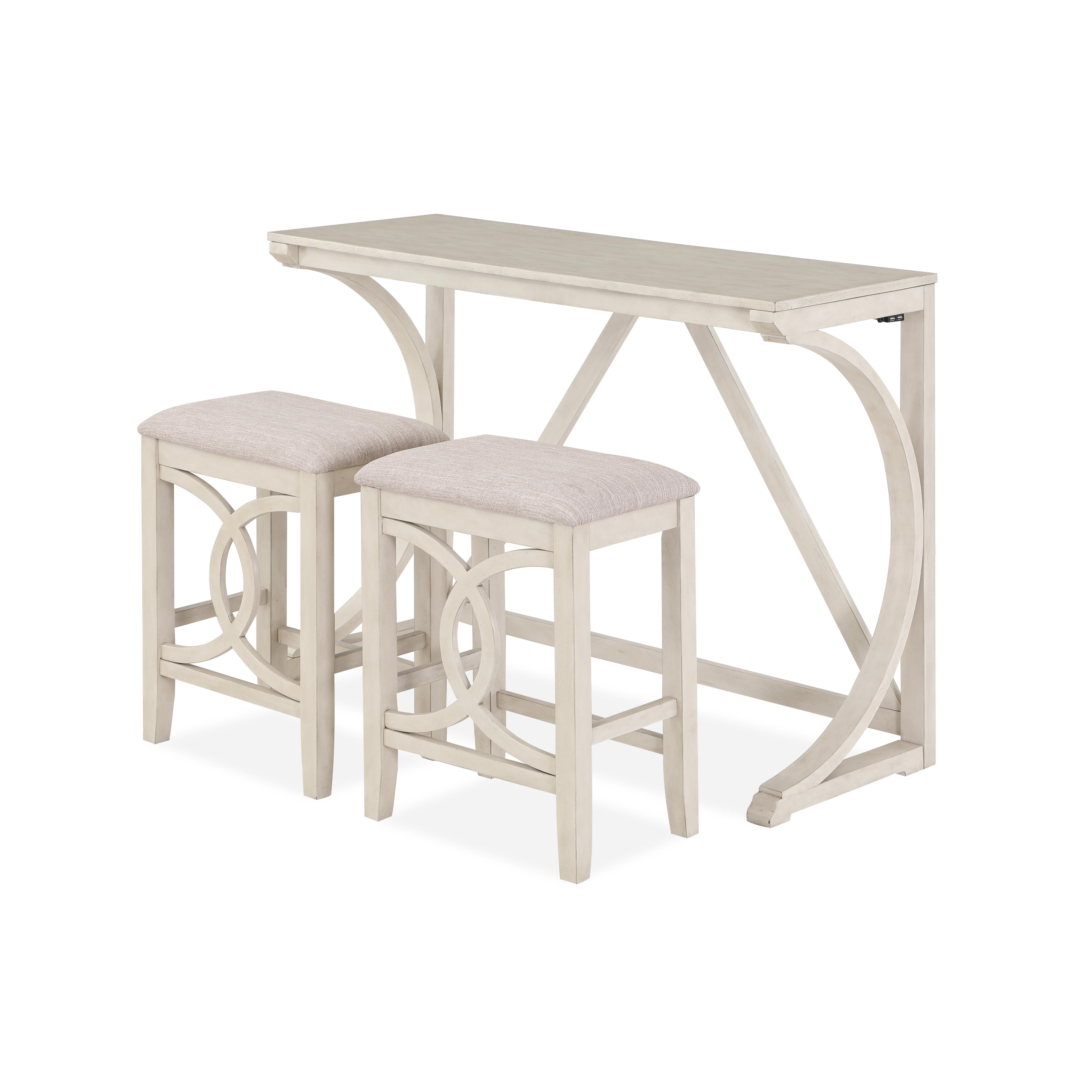 BELLA COUNTER TABLE & 2 STOOLS -2 TONE BISQUE - Ideal Furniture (Fresno,CA)