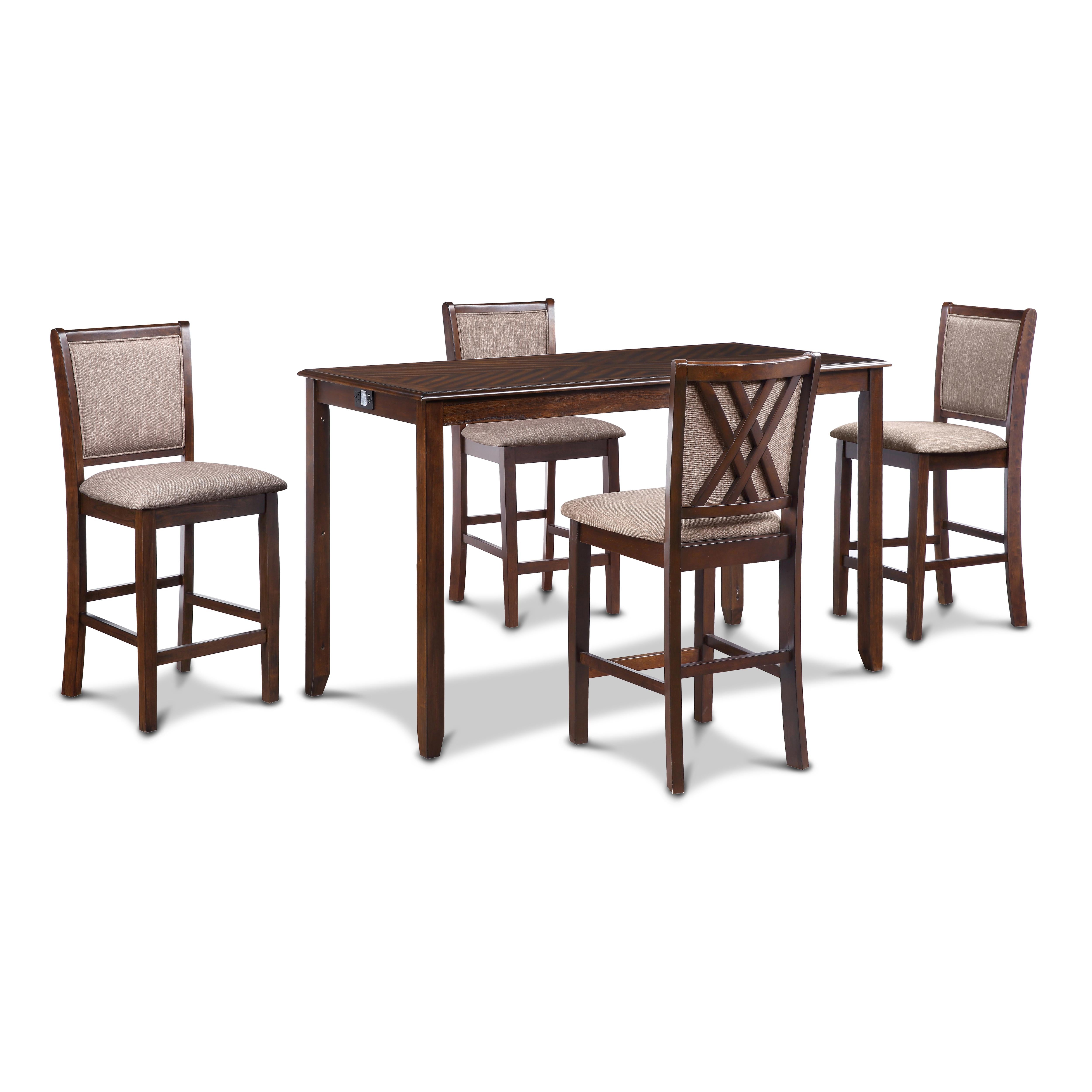 AMY 60" COUNTER TABLE+CHAIRS W/STG (5 PC) -CHERRY - Ideal Furniture (Fresno,CA)