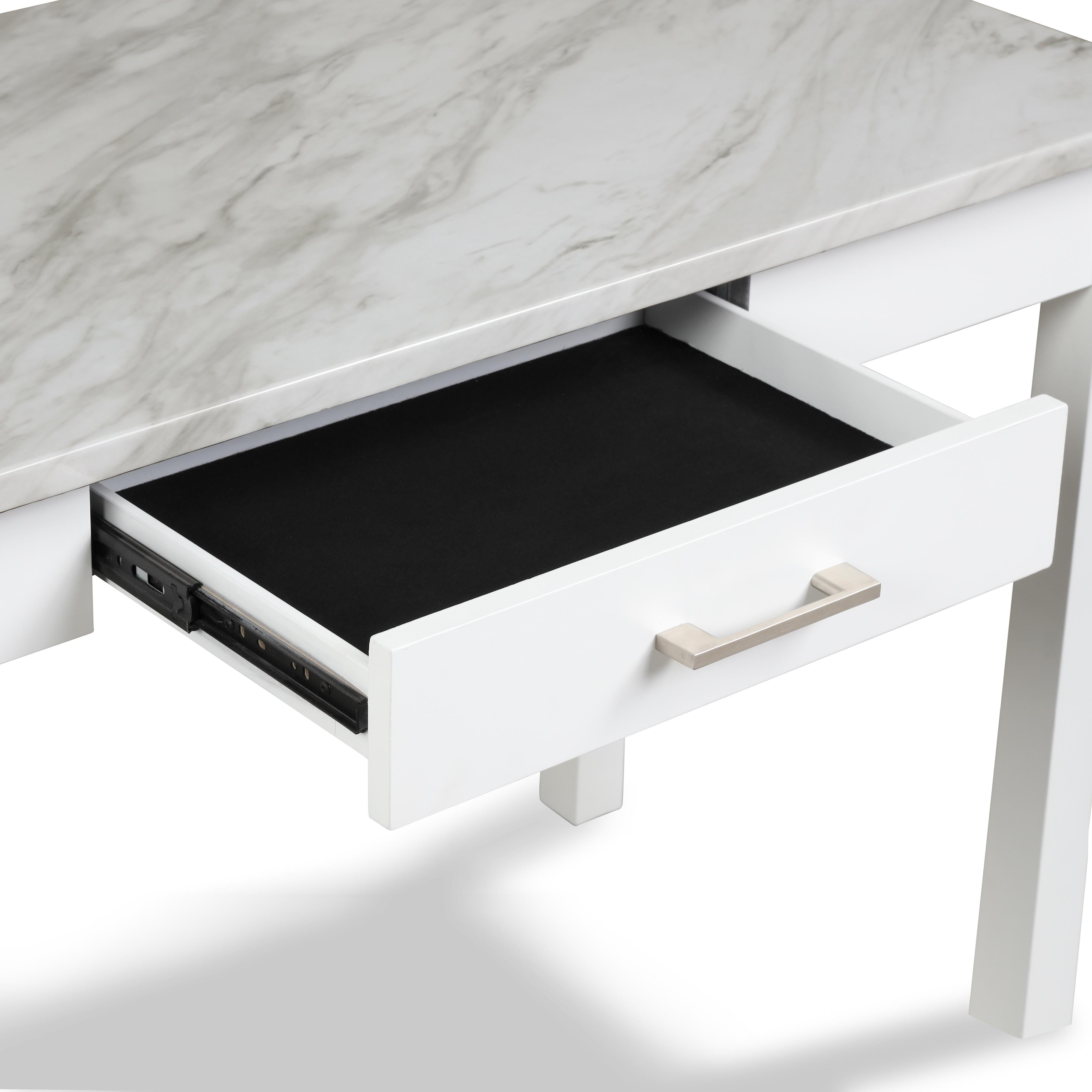 CELESTE DESK W/WHITE/GRAY FAUX MARBLE TOP-WHITE BASE - Ideal Furniture (Fresno,CA)