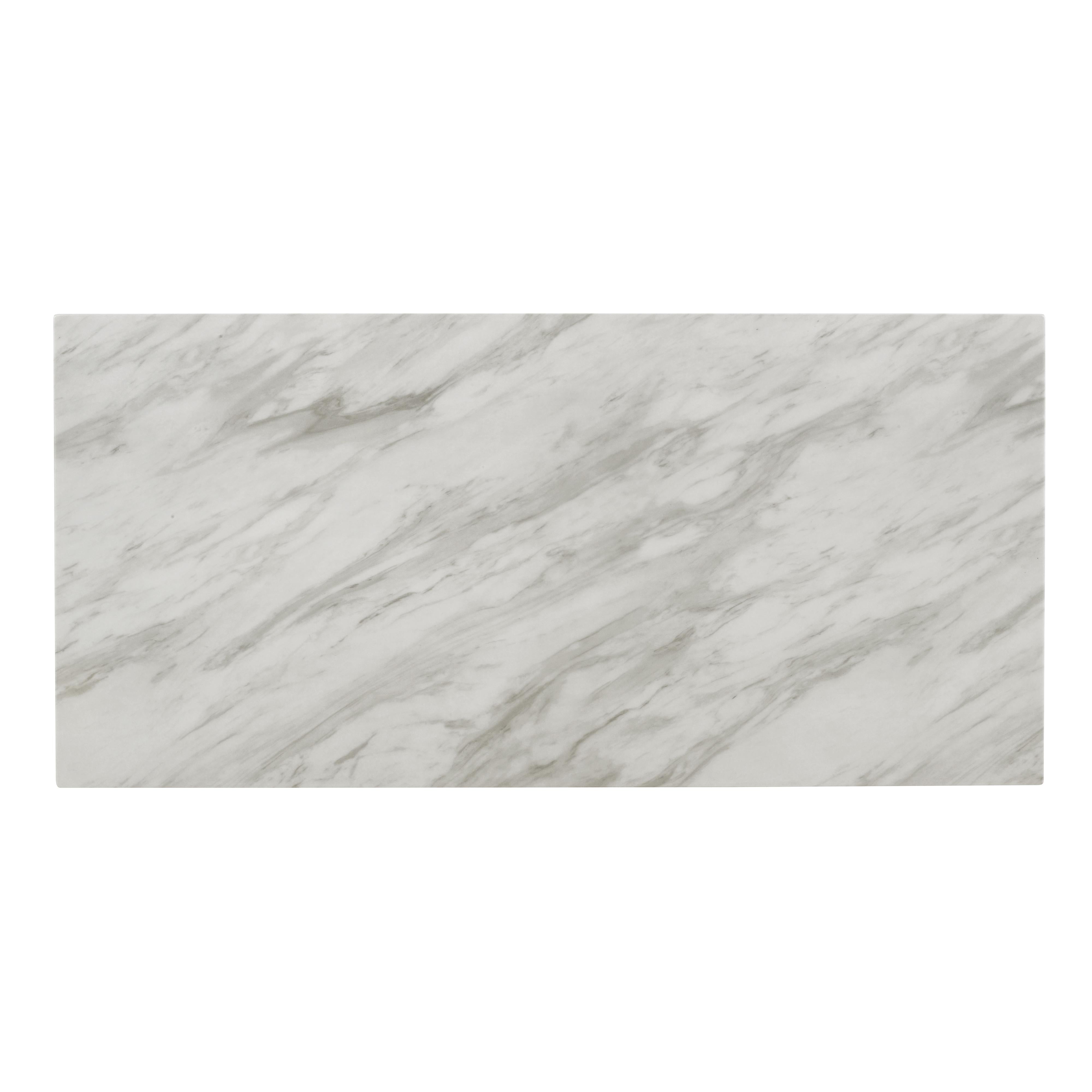 CELESTE DESK W/WHITE/GRAY FAUX MARBLE TOP-WHITE BASE - Ideal Furniture (Fresno,CA)