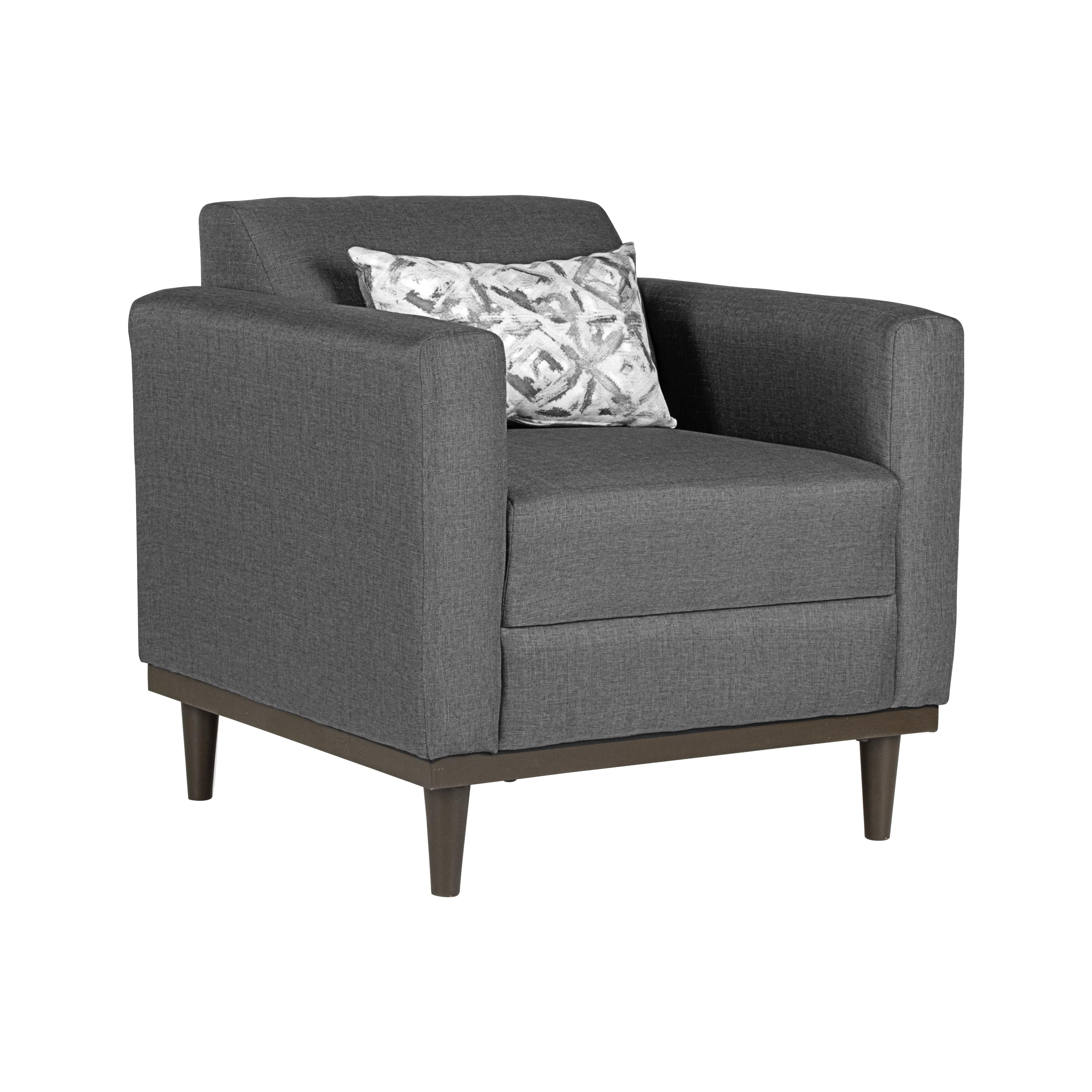 AIDEN CHAIR W/1 THROW PILLOW-SILVER GRAY - Ideal Furniture (Fresno,CA)