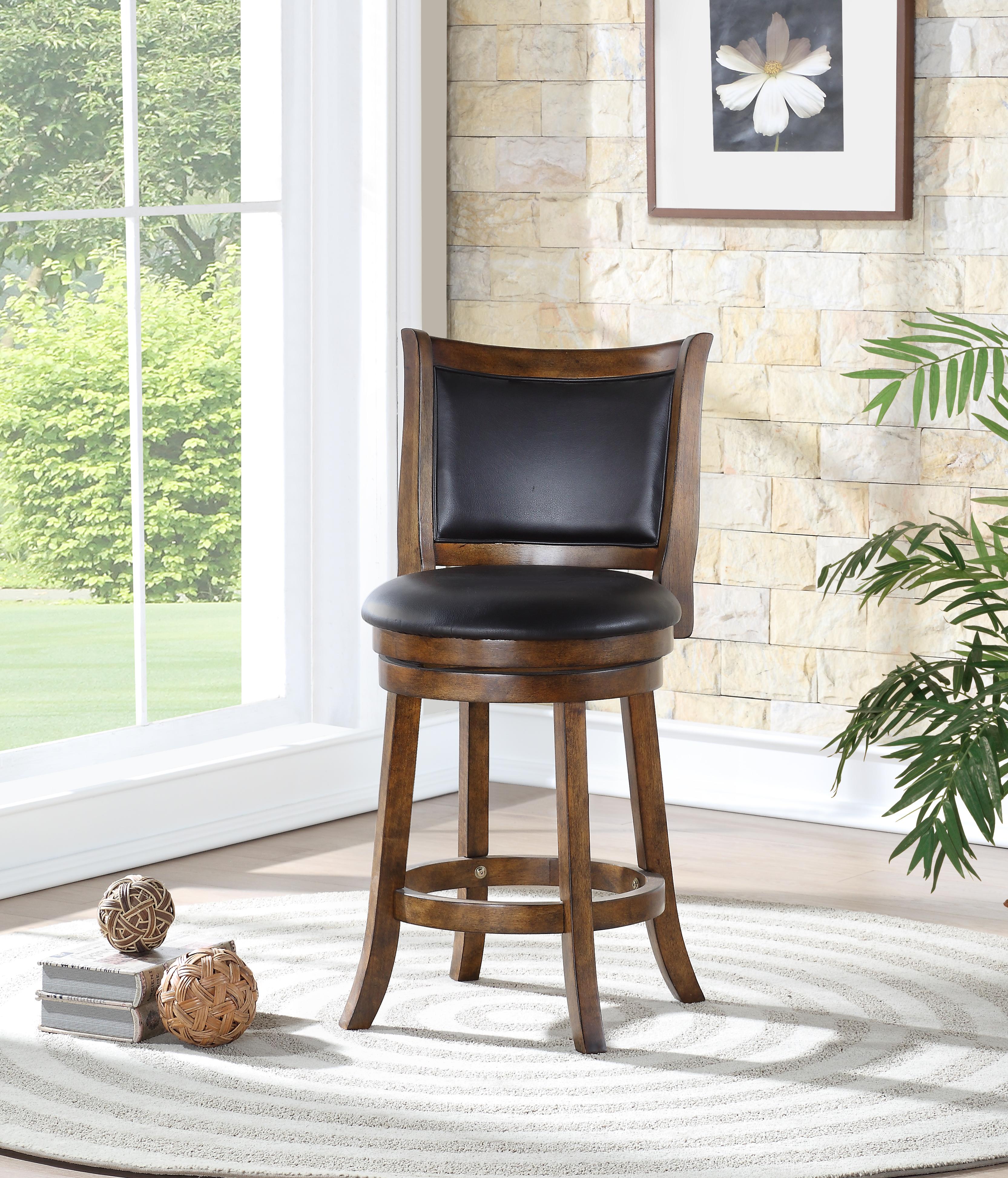 BRISTOL 24" COUNTER STOOL-DK BROWN W/PU SEAT - Ideal Furniture (Fresno,CA)