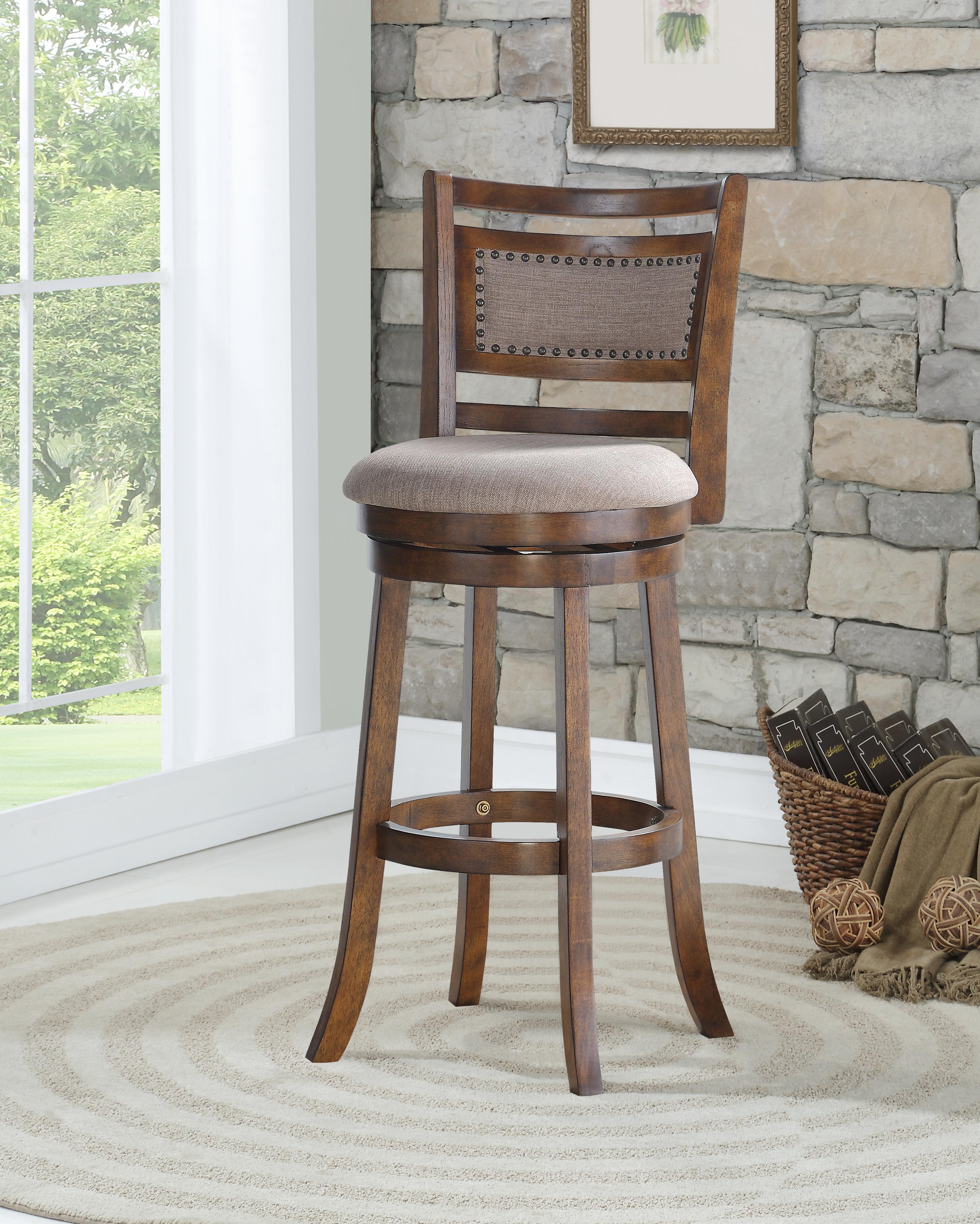 ABERDEEN 29" BAR STOOL-DK BROWN W/FABRIC SEAT - Ideal Furniture (Fresno,CA)
