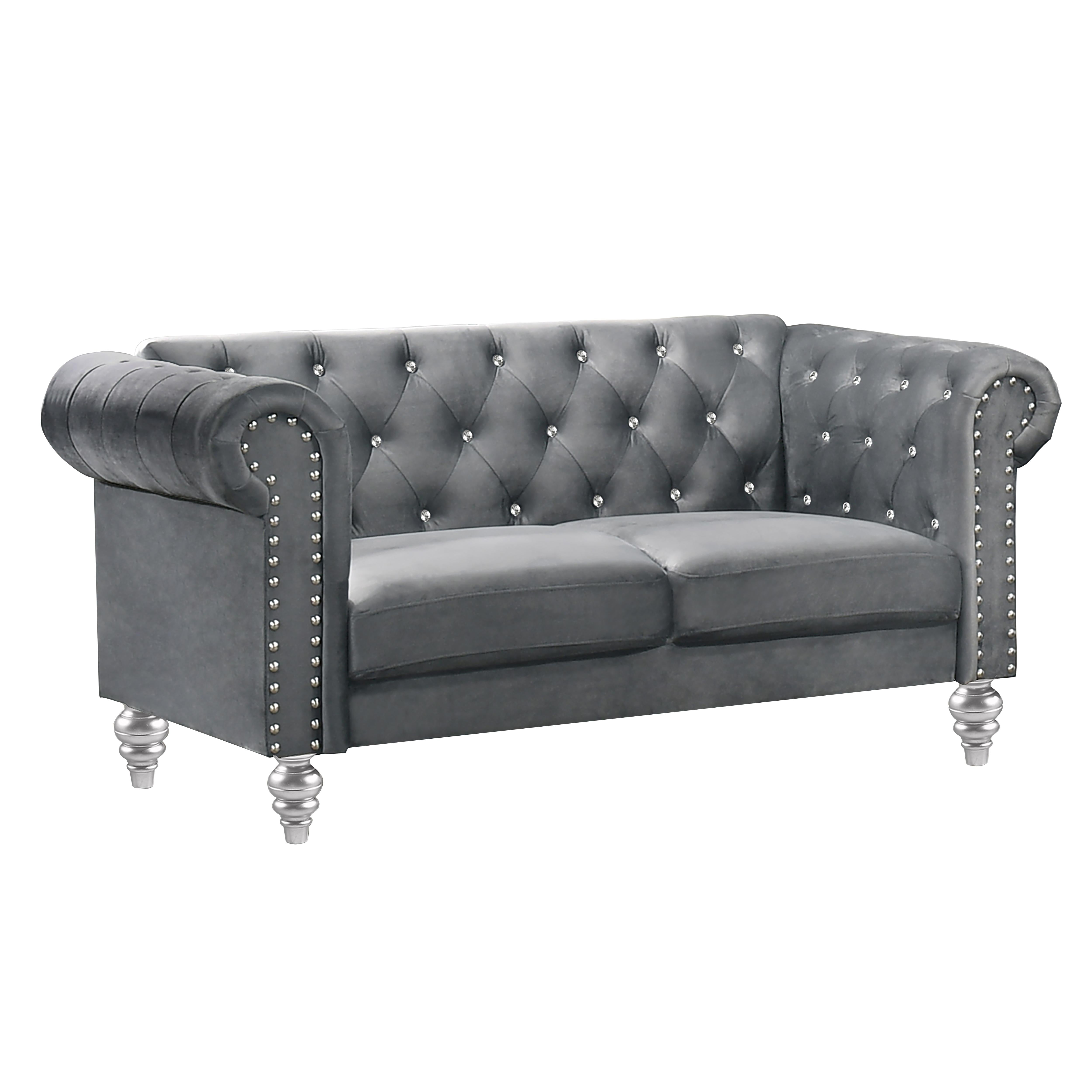 EMMA CRYSTAL LOVESEAT-GRAY - Ideal Furniture (Fresno,CA)