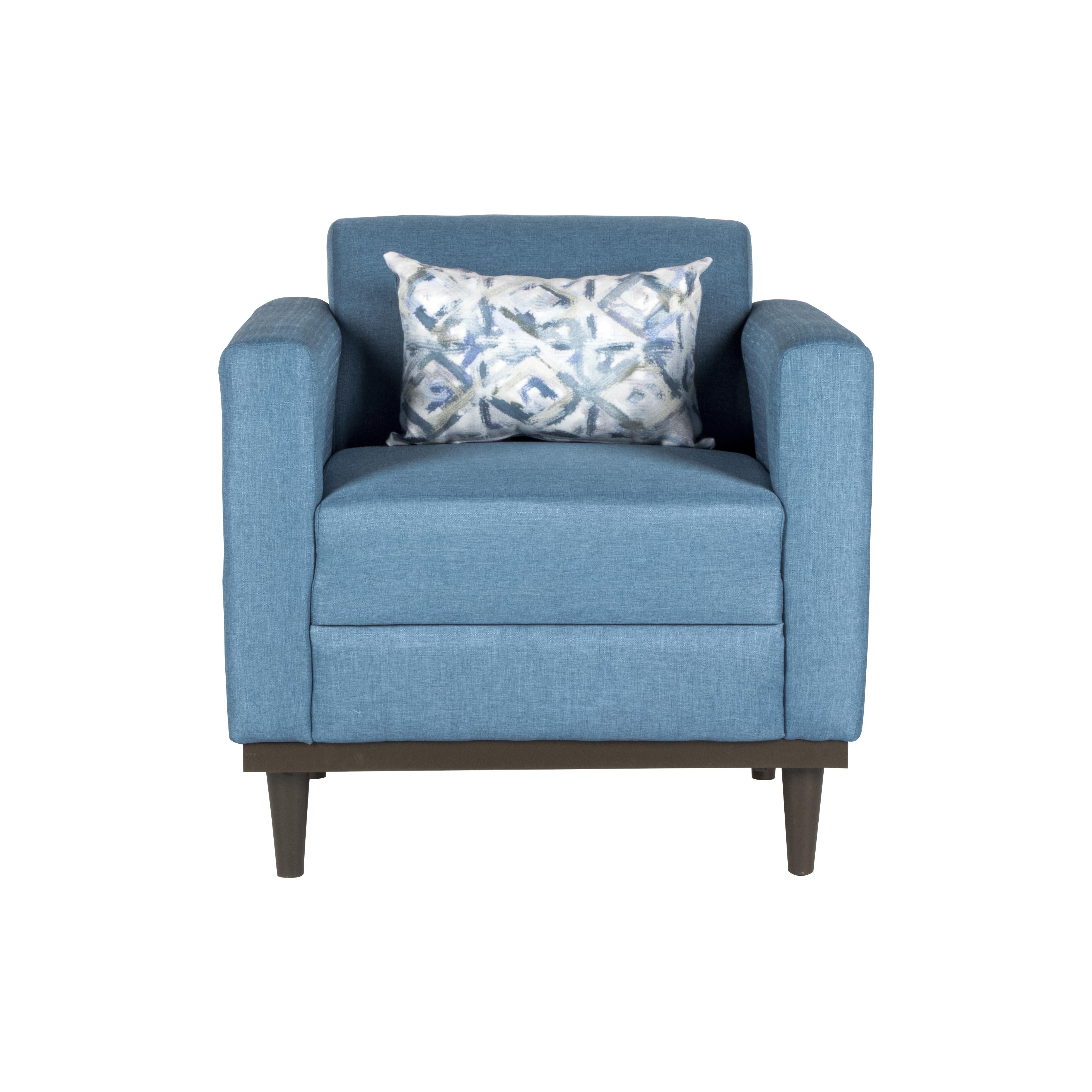 AIDEN CHAIR W/1 THROW PILLOW-BLUE - Ideal Furniture (Fresno,CA)
