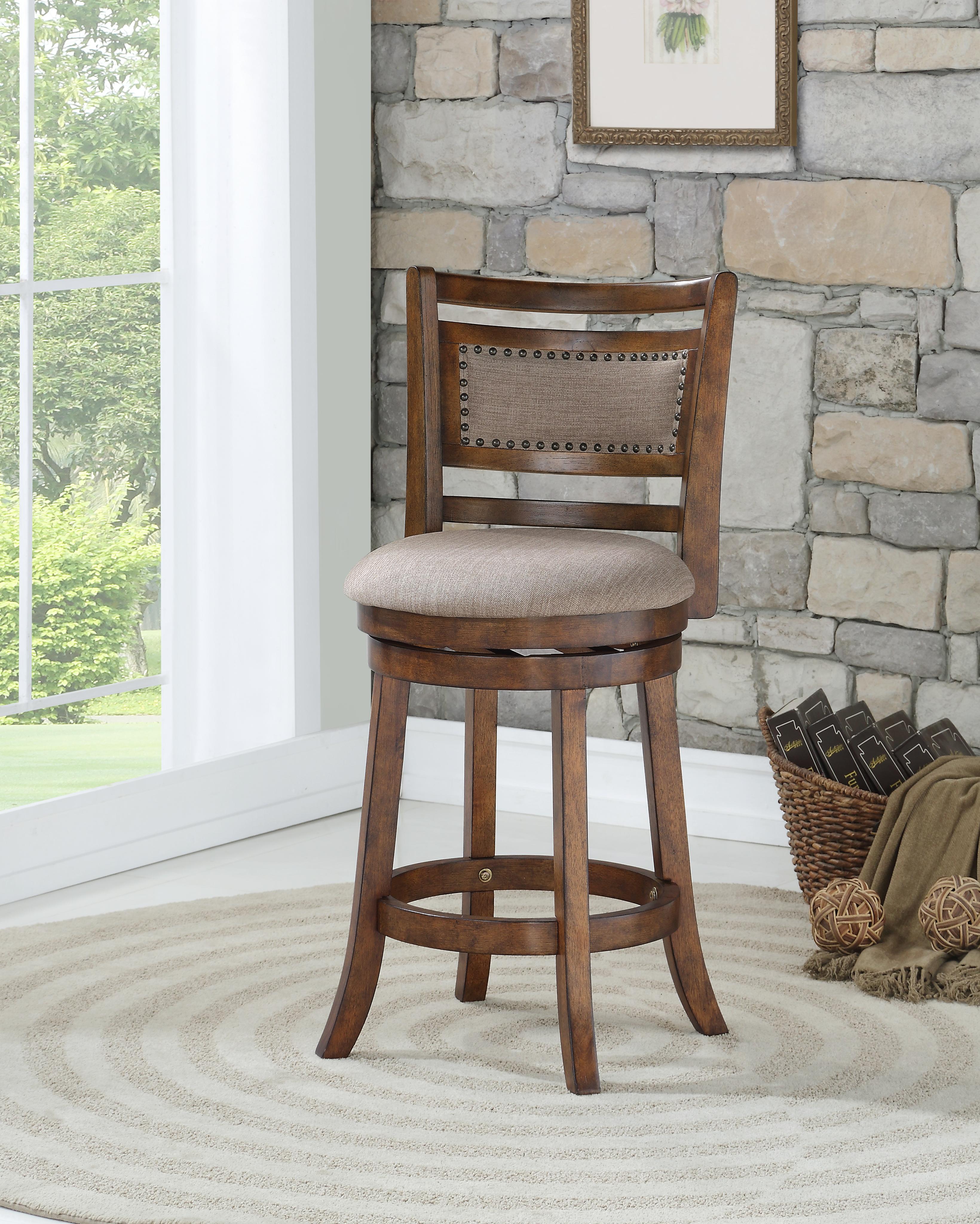 ABERDEEN 24" COUNTER STOOL-DK BROWN W/FABRIC SEAT - Ideal Furniture (Fresno,CA)